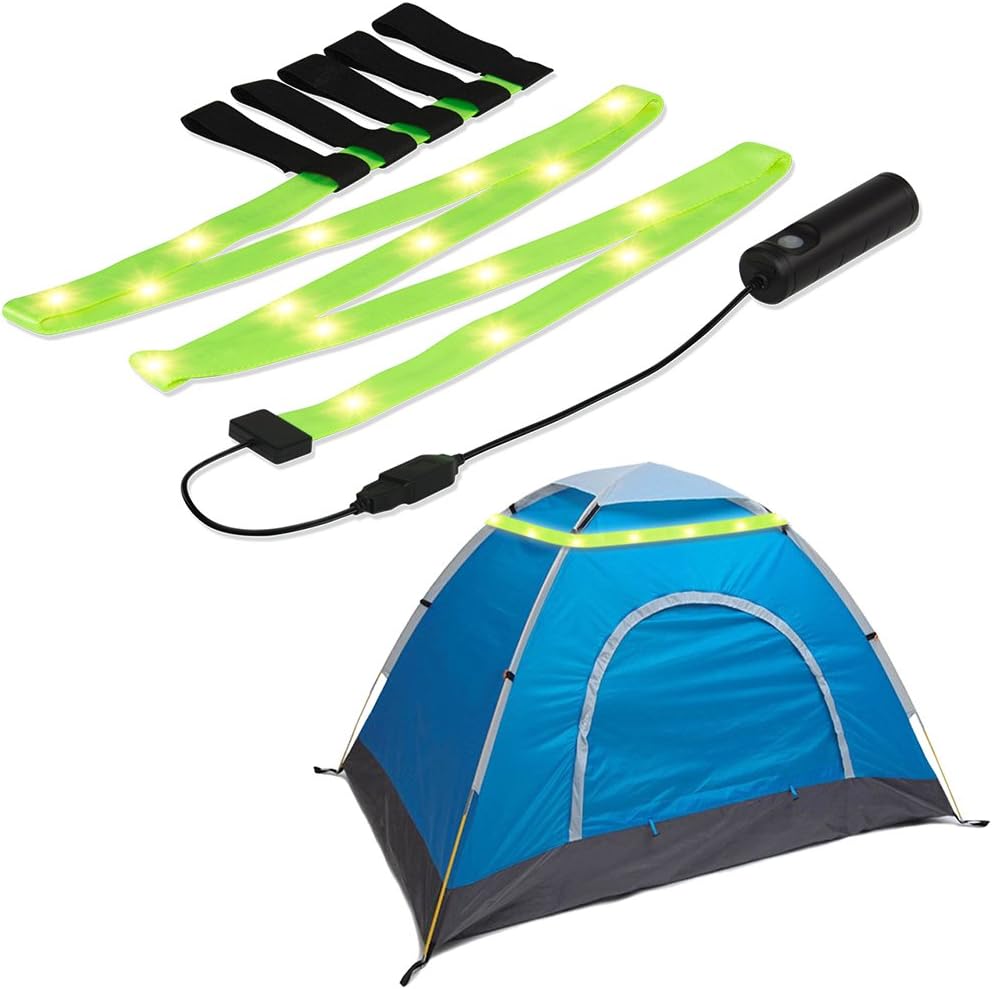 LED Tent Light Strip, TJI Portable String USB Rechargeable 18-LED Tent Camp Light 3 Modes adjustable 1.9m Waterproof Nylon Light String and Carrying Bag for Outdoor Camping Hiking Decorative Safety