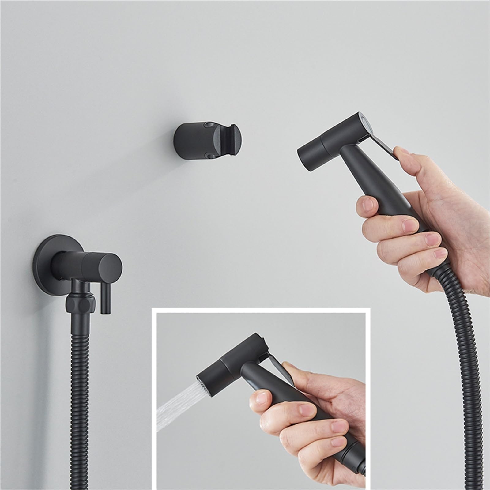 TTDGYYXW Bidé Negro Mate, Grifo Individual de Agua fría, Ducha Musulmana Higienica, grúa de Acero Inoxidable para Inodoro (Cepillado)