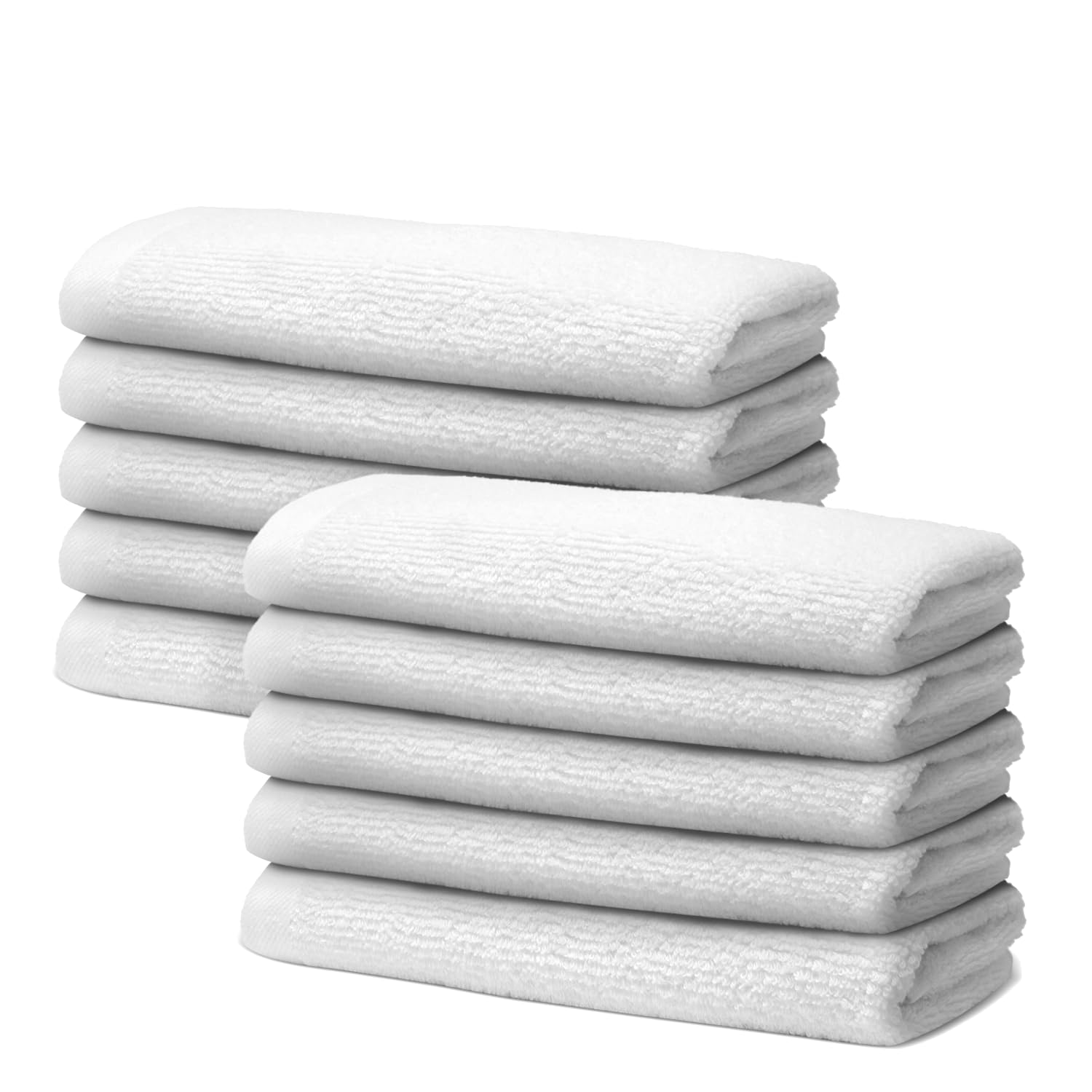 Set of 10 Guest Towels Set 30x50cm - Premium 100% Turkish Cotton Towel - 500 GSM - Very Soft & Absorbant - Hotel Quality Towel - Oeko-TEX Certified - Ôhm - White