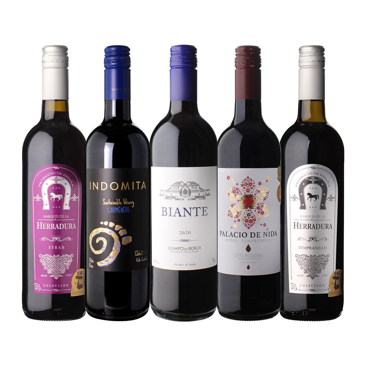 Amazon.co.jp: ワインセット 世界のぶどう飲み比べ 赤 5本