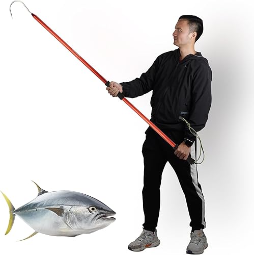 Gancho de pesca con gancho de pescado, arpón, arpón, lanza, arpón con gancho de acero inoxidable y aluminio para atún, pez banda, cabeza de acero,