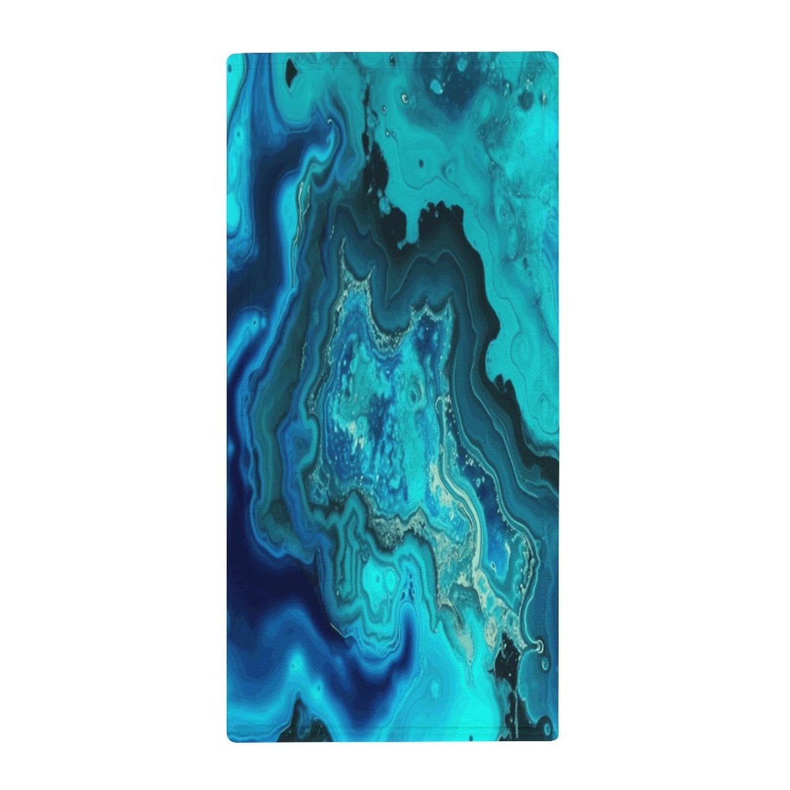 VstaDank Bright Aqua Blue Turquoise Hand Towels Ultra Soft Printed Towels Classic Coral Velvet Kitchen Hand Towel Highly Absorbent Hotel Spa Towel Collection for Bathroom Workout 13.8 X 28.7 in