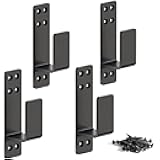 AMZFINE 2x4 Door Barricade Brackets Heavy Duty 4pcs Door Bar Holder Brackets for Home Security Black