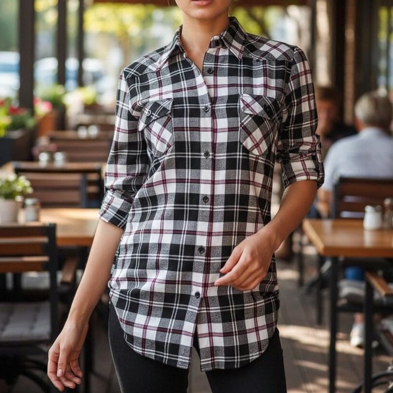 Image of Match Women's Long Sleeve Plaid Flannel Shirt #2021