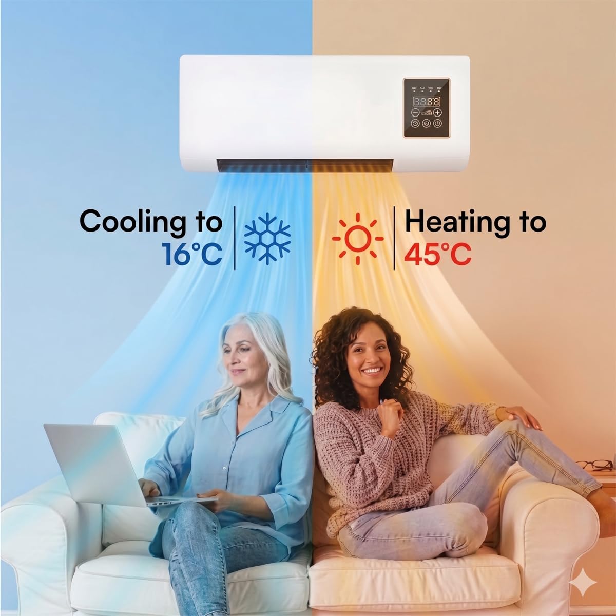 Aire Acondicionado - Elemento de Diseño Minimalista para el Hogar, Ahorro de Espacio, Montaje Rápido, Ideal para las 4 Estaciones