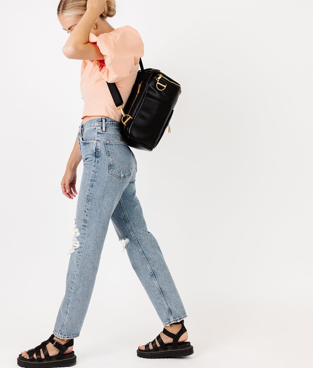 FAWN DESIGN The Original Diaper Bag, Faux Leather Diaper Bag Backpack, Vegan Leather, Large Capacity Baby Bag for Mom