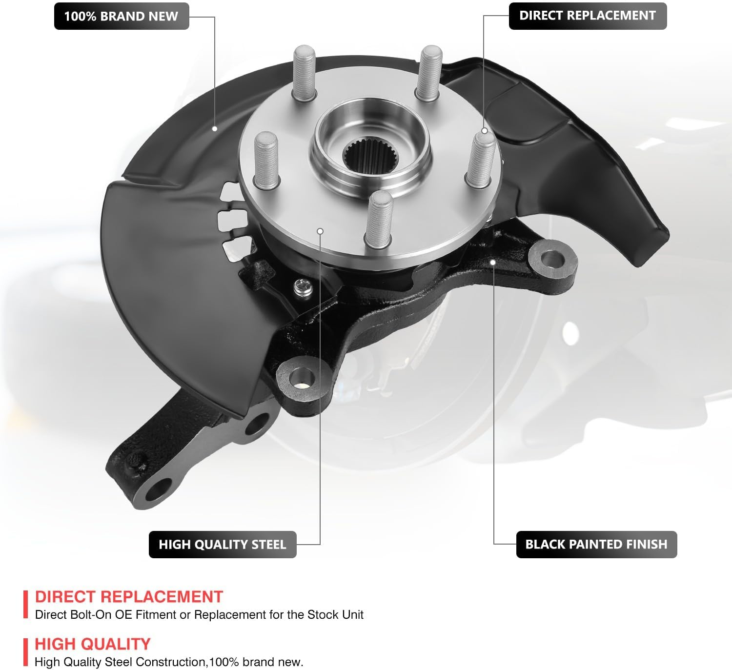 DNA MOTORING Front Left Driver Side Loaded Knuckle Assembly Compatible with Toyota Camry 2004-2006, Fits 2.4L Models w/ 26 Spline Axles, OEM-KNCK-016-L