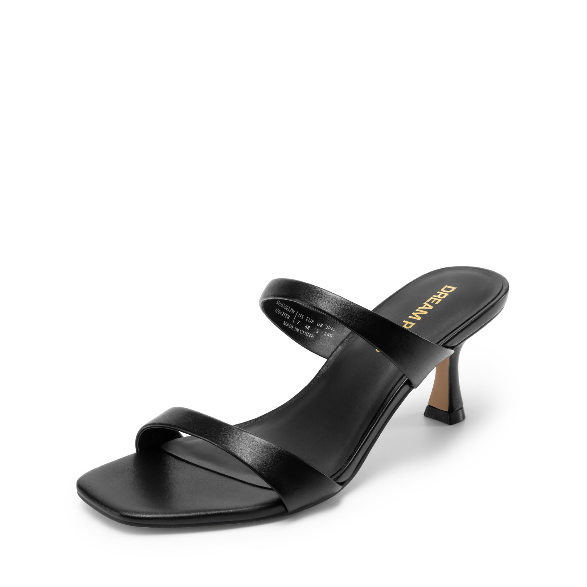 DREAM PAIRS Sandali da donna con tacco basso, punta quadrata, con due cinturini, stile casual, estivi