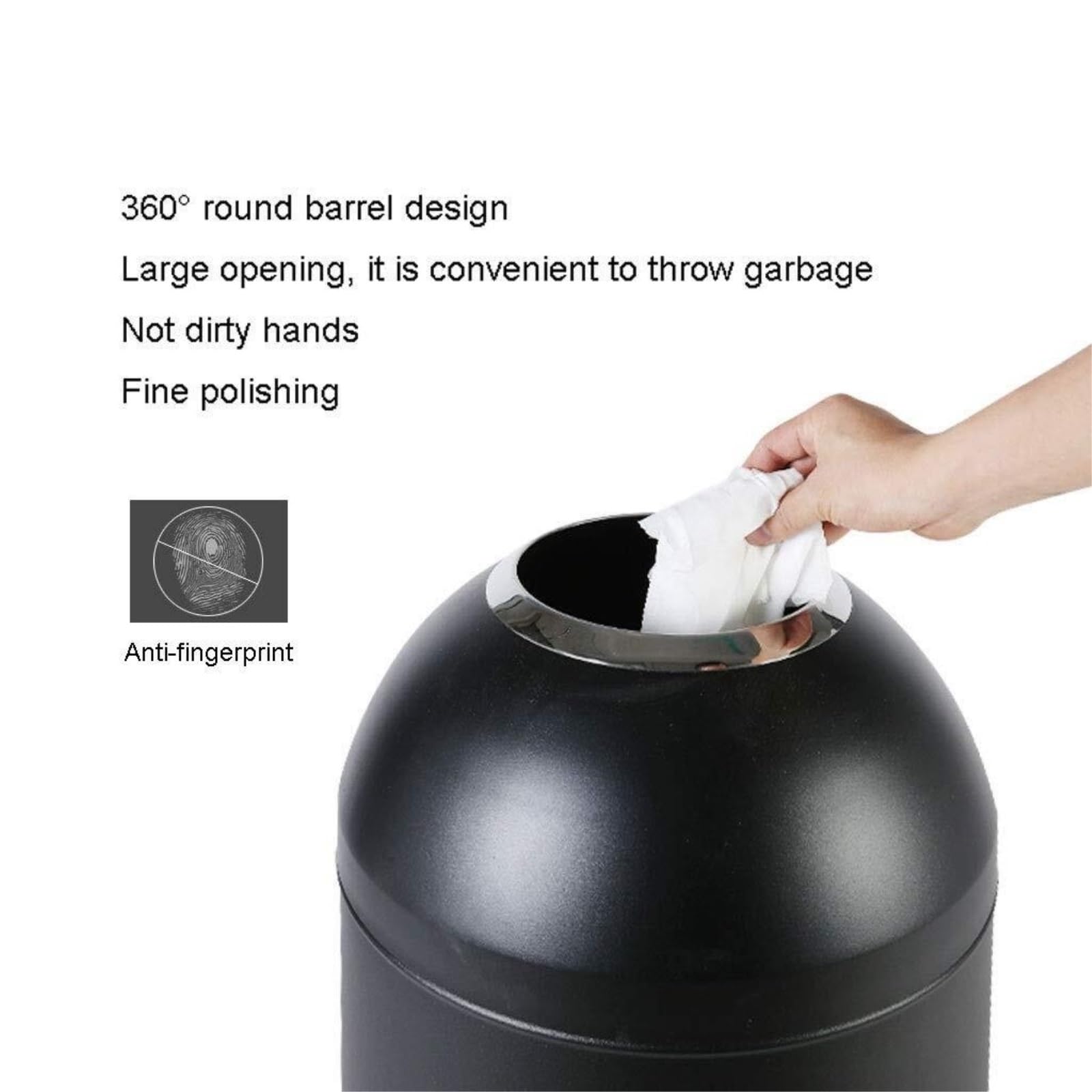 Lata de basura de metal al aire libre 48L, cubo de basura de la cúpula de la rosa con el acero inoxidable anti-hileras.Ergonómico 31 pulgadas de altura, doble barril para una fácil limpieza.Ideal para