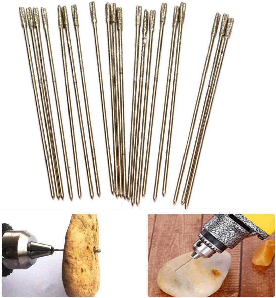 Nikou Lapidary Drill Bit - 1mm Diamond Coated Lapidary Drill Bits, Solid Bits Needle, Agate Drill Bit for Jewelry Agate 20pcs/pack