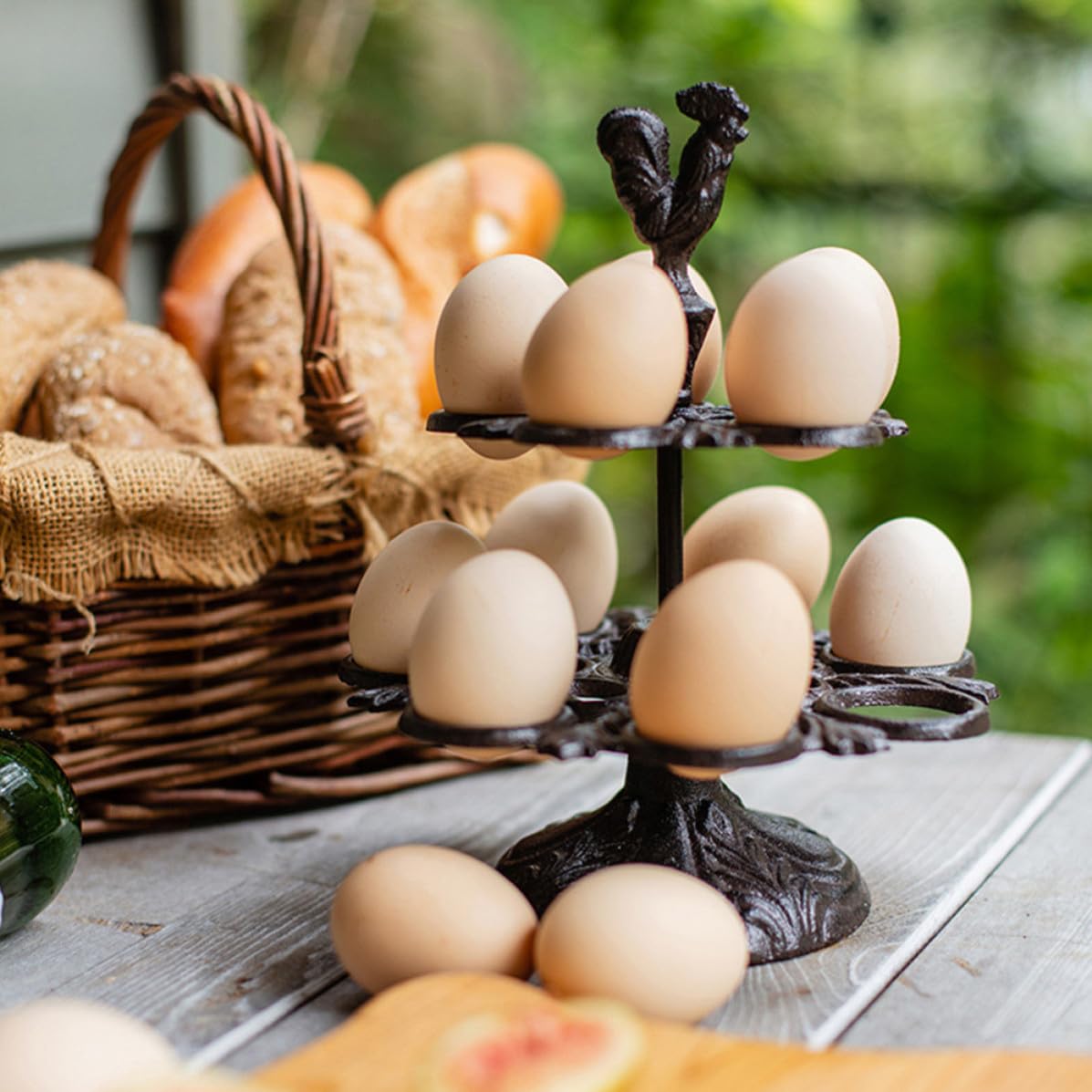 Operitacx Porta Uova Retrò in Ferro Nero, Design Gallina per Cucina | Organizzazione Pratica, Protezione delle Uova, Stile Creativo, Adatto a Tavolo, Forno e Decorazione