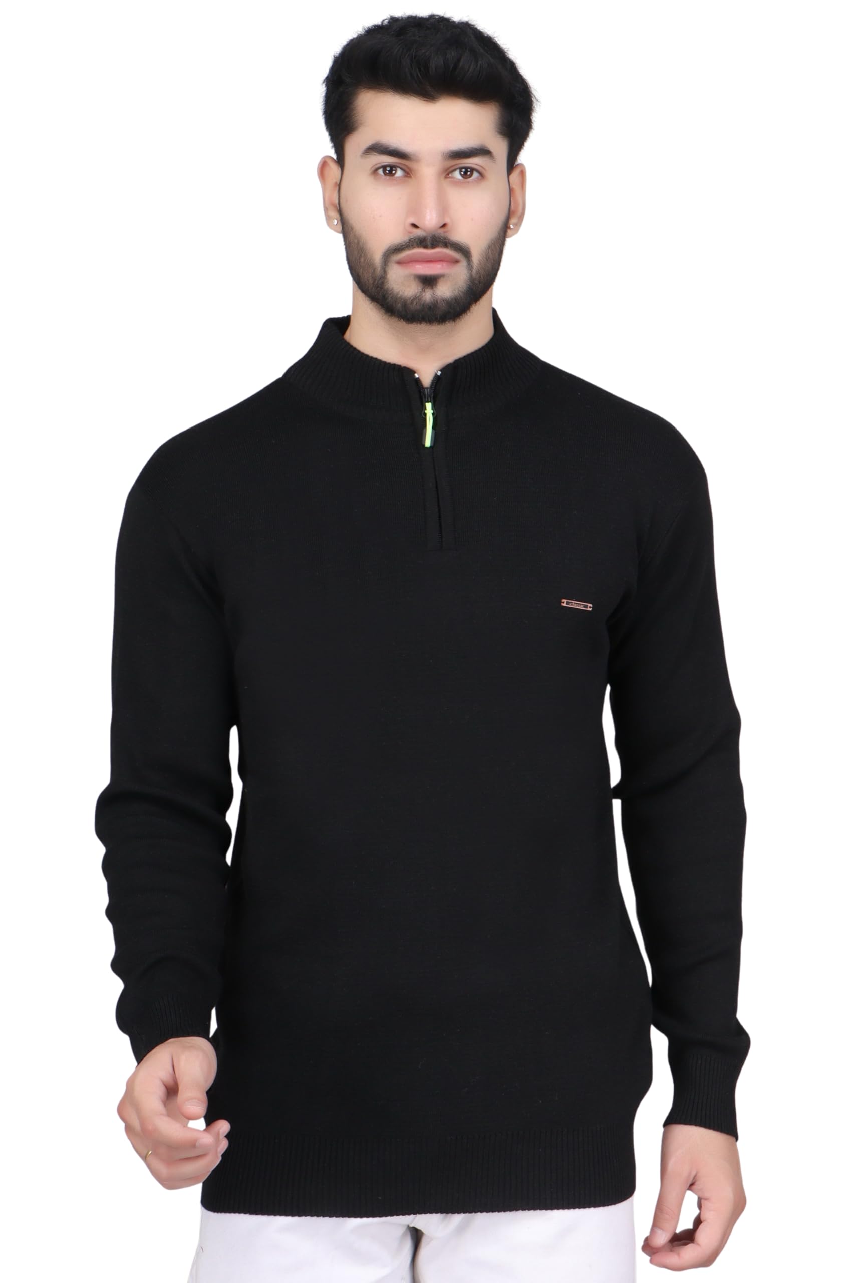 feverfew Men's Acrylic Half-Zip Winter Sweater Warm Knit Pullover-picture-38