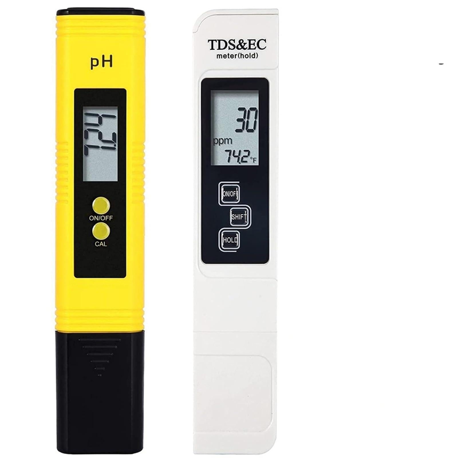 Digital pH Meter, PH Meter & TDS Meter Digital Water Quality Tester 0-14 PH Meter Tester 0-9990PPM TDS&EC LCD Water Purity PPM Aquarium Filter(PH TDS White)