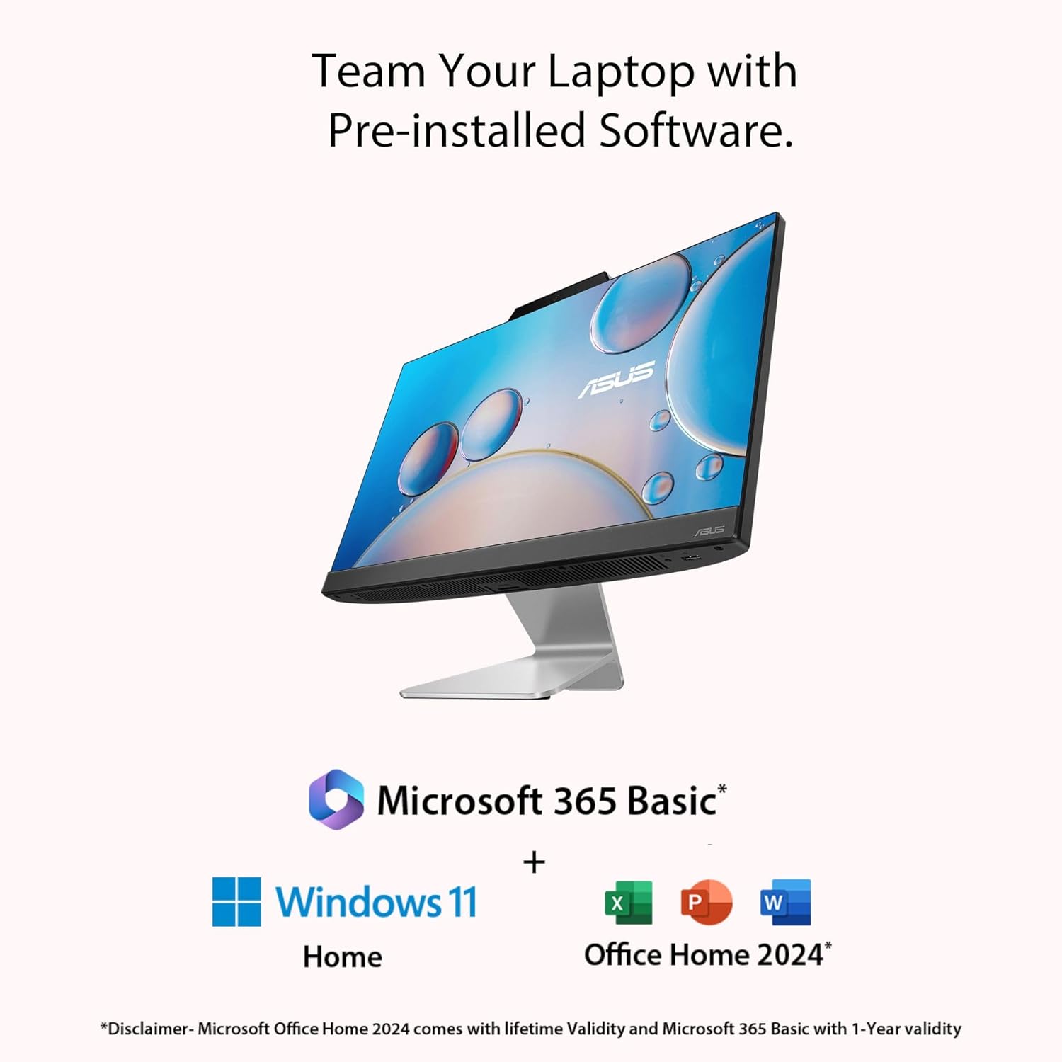 ASUS AIO A3202,21.45" FHD,Intel 7305, All-in-One PC for Students(8GB/512GB/Windows 11/MS Office 365 Basic (1Year)*/Office 2024/Black/4.84 Kg), with Wireless Keyboard & Wireless Mouse,A3202WBA-BPB006WS 33 612RK8P sEL. SL1500