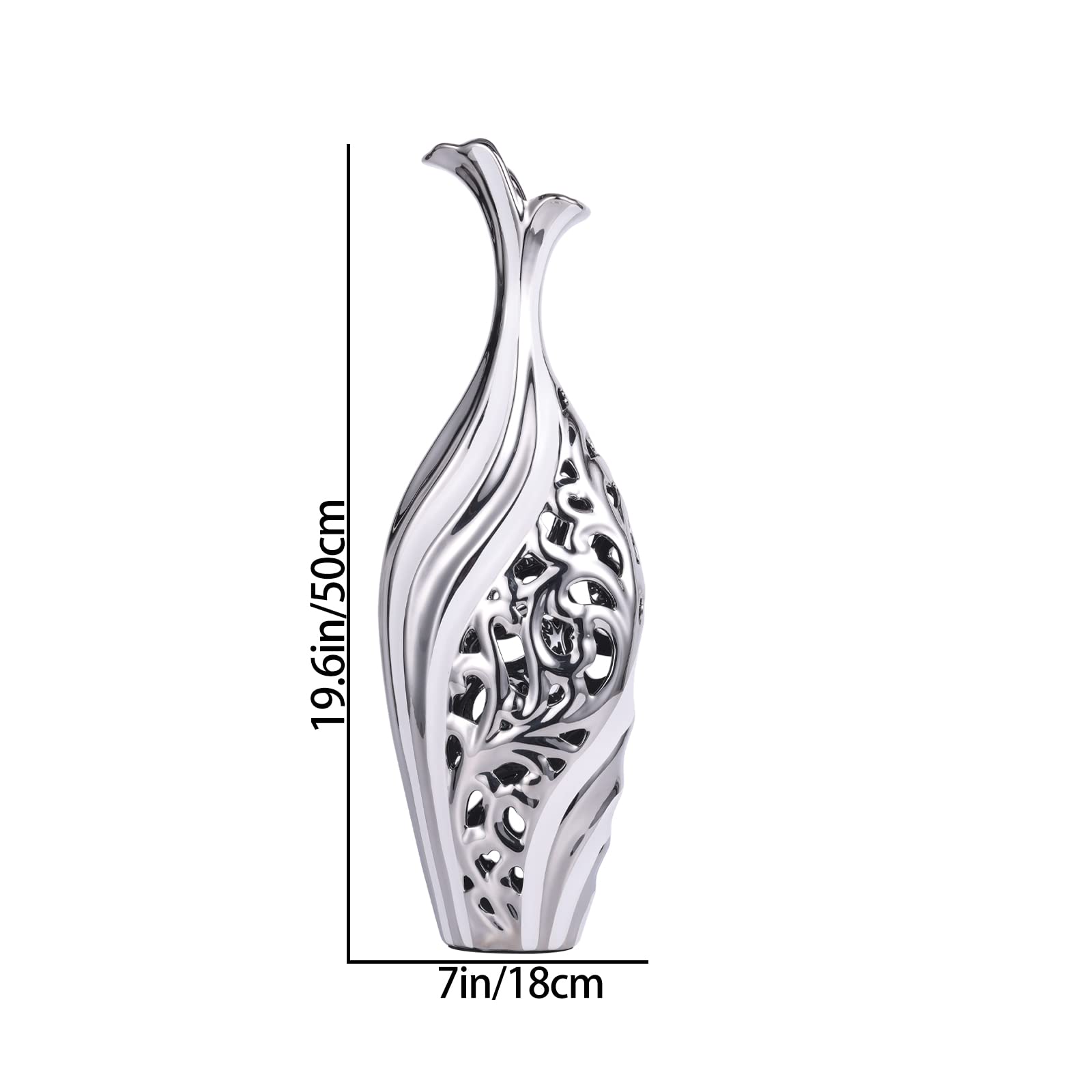 Amazon.com: 19 inch Floor Standing Large vase, Silver White