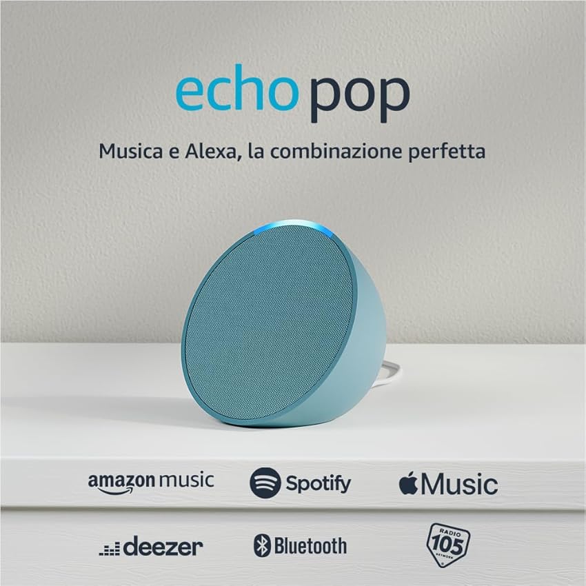 Immagine del prodotto Echo Pop | Altoparlante Bluetooth intelligente con Alexa, compatto e dal suono potente | Verde petrolio