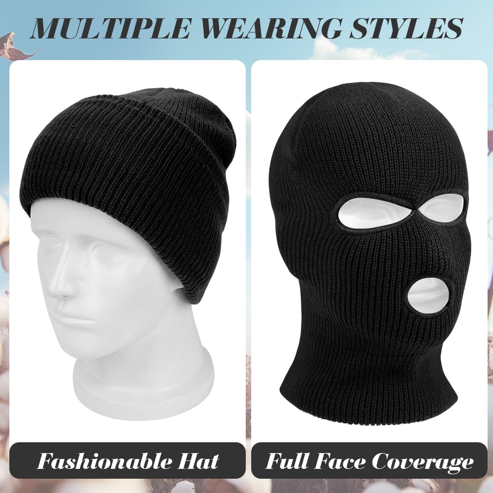 Pasamontañas, 3-Agujeros / 2-Agujeros Pasamontañas, Balaclava, Punto de Invierno Cubierta Facial cálida, Gorro de Esquí para Ciclismo Deportes al Aire Libre