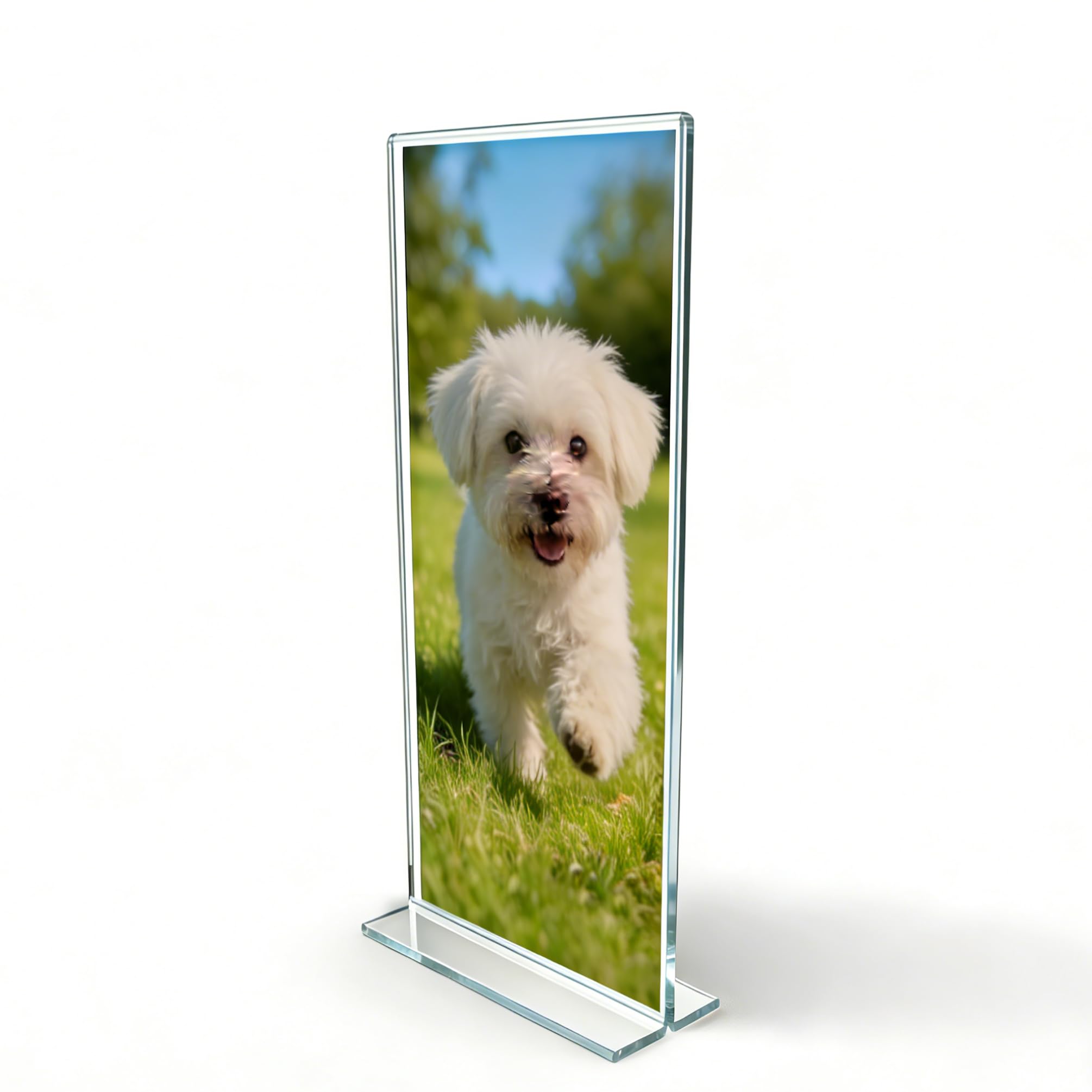 FixtureDisplays® 1PK 4 x 9" Clear Acrylic Sign Holder for Tabletops, Vertical Table Tent Frame Photo Sign Menu, Bottom Insert 11193-2-4X9-NEW-NPF Peel