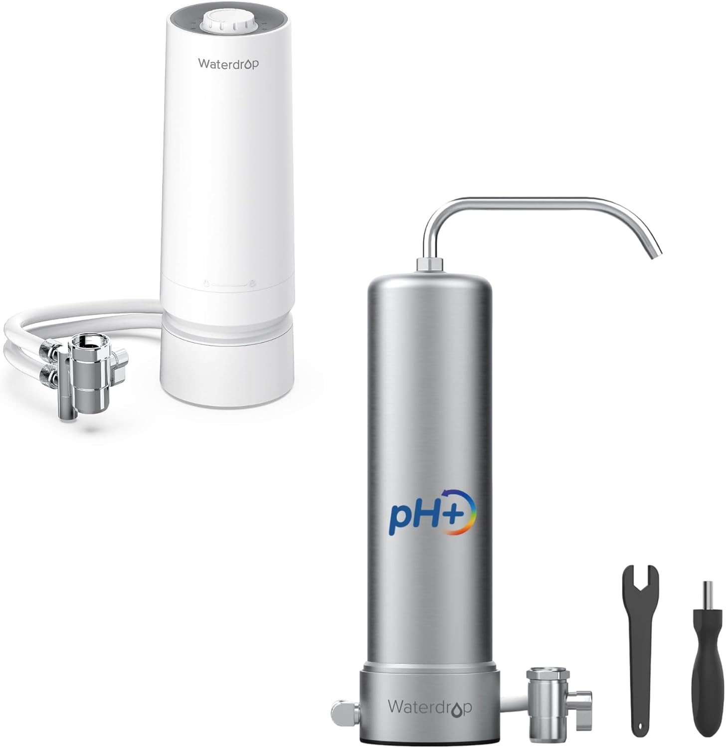 Waterdrop Alkaline Countertop Water Filter with 1 Filter & Countertop Water Filter, 4000 Gallons Water Filter for Sink Faucet and Filter Life Reminder & 1 Filter