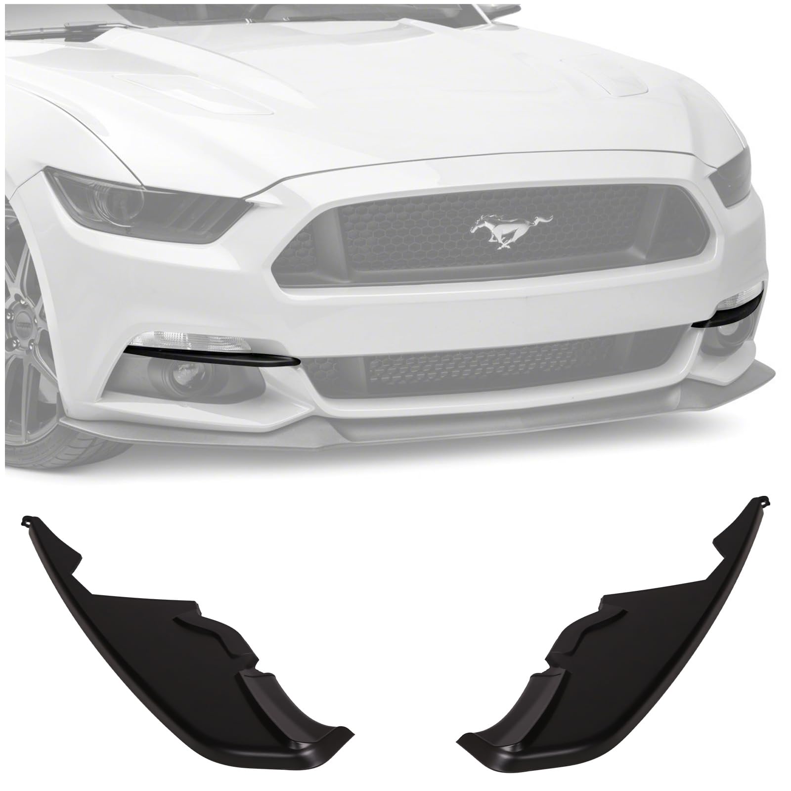 WildWell Front Bumper Vent Winglets for 2015-2017 Ford Mustang GT Ecoboost Accessories Fog Light Vent Canard Strip Trim Matte Black