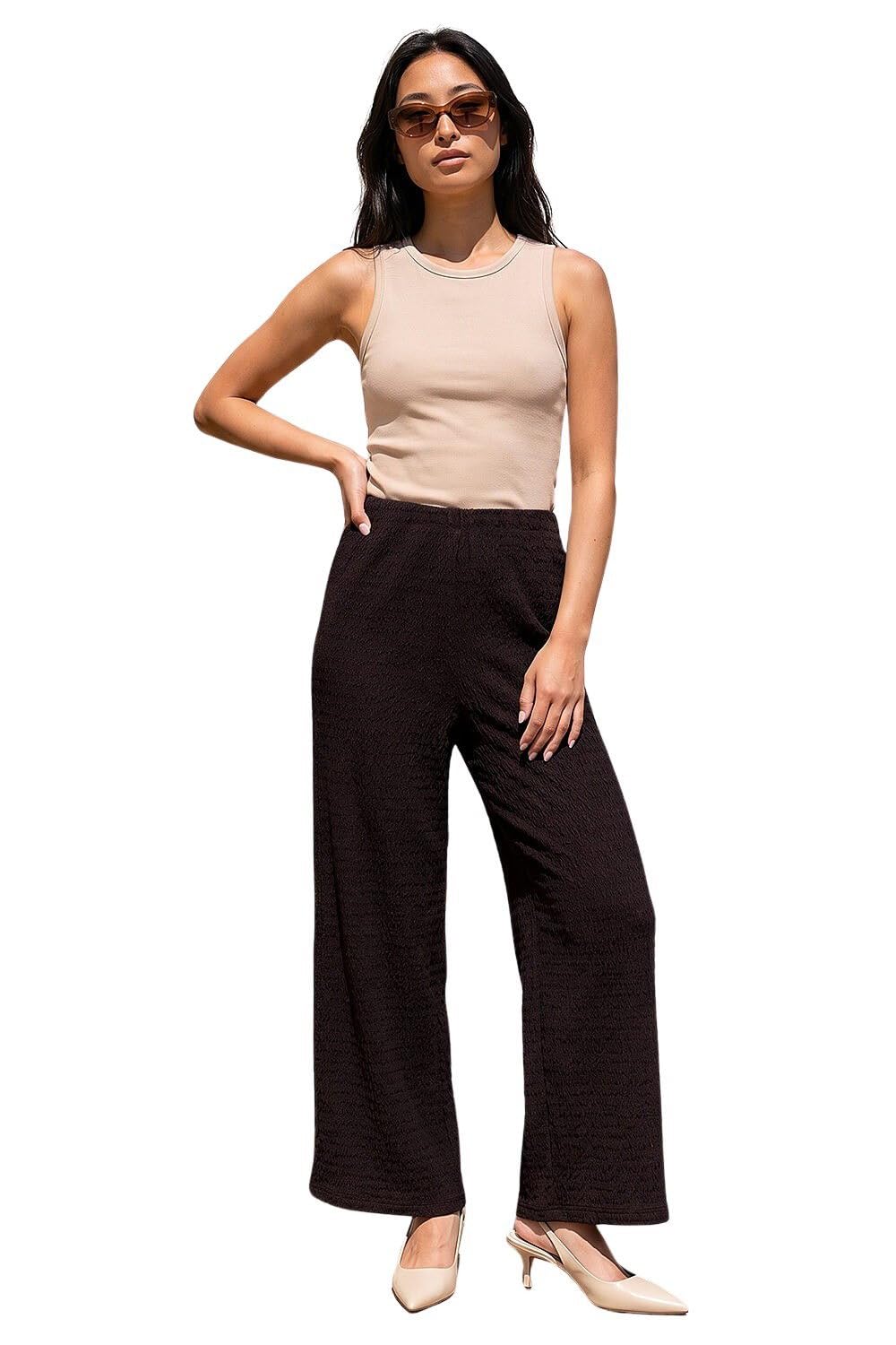Roman Women's Chocolate Petite Textured Stretch Trouser In | Size: 14