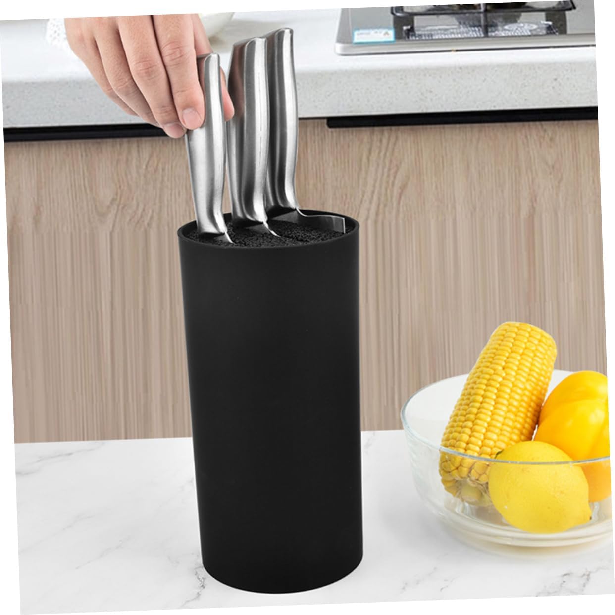 Black Plastic Cutter Storage Holder Kitchen Organizer Rack with Slot Design Multi Function Utensil Stand for Clean and Stable Knife Storage Material Tool Rack for Household Use