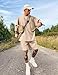 Babioboa Men's Summer Set Solid Tee Short Suit Casual T Shirt Tracksuit Waffle Striped Short Sleeve TShirt Set(Khaki,XL)