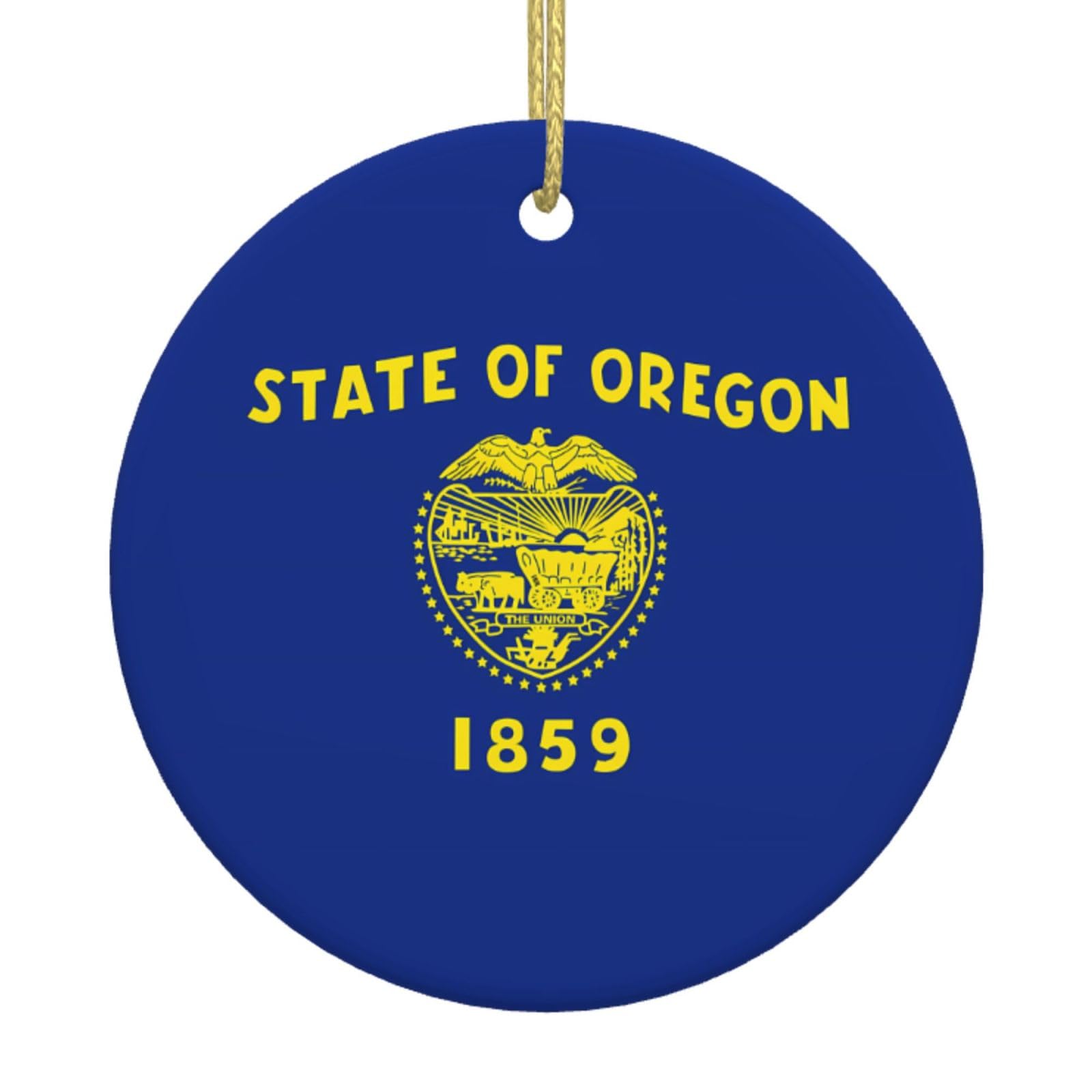 Oregon State Flag Printed Christmas Tree Ceramic Ornaments Holiday Decoration Christmas Unique Pendant for Christmas Party