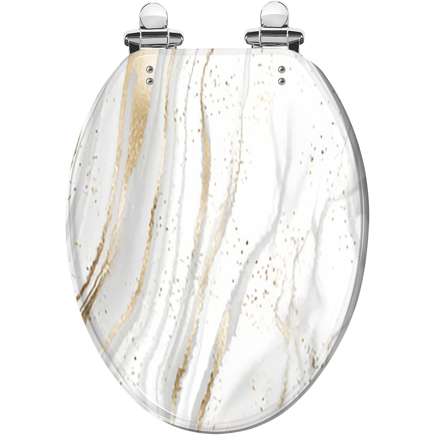 Gutuyehkea Multi2 Brown Marble Texture Elongated Toilet Seat Stone Resin Slow Close Quick-Release Hinges Easy Clean 18.5X14.5(Multi2)