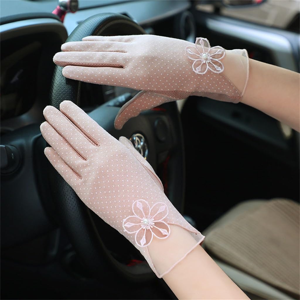 ZSLKDL Sunscreen gloves for women's lace outdoor touch screen thin gloves