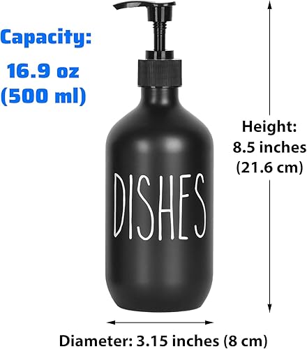 Miniatura 3 de Juego de 2 dispensadores de jabón de manos y platos, dispensador de jabón de plástico grande de 16.9 fl oz, bomba recargable, botellas de