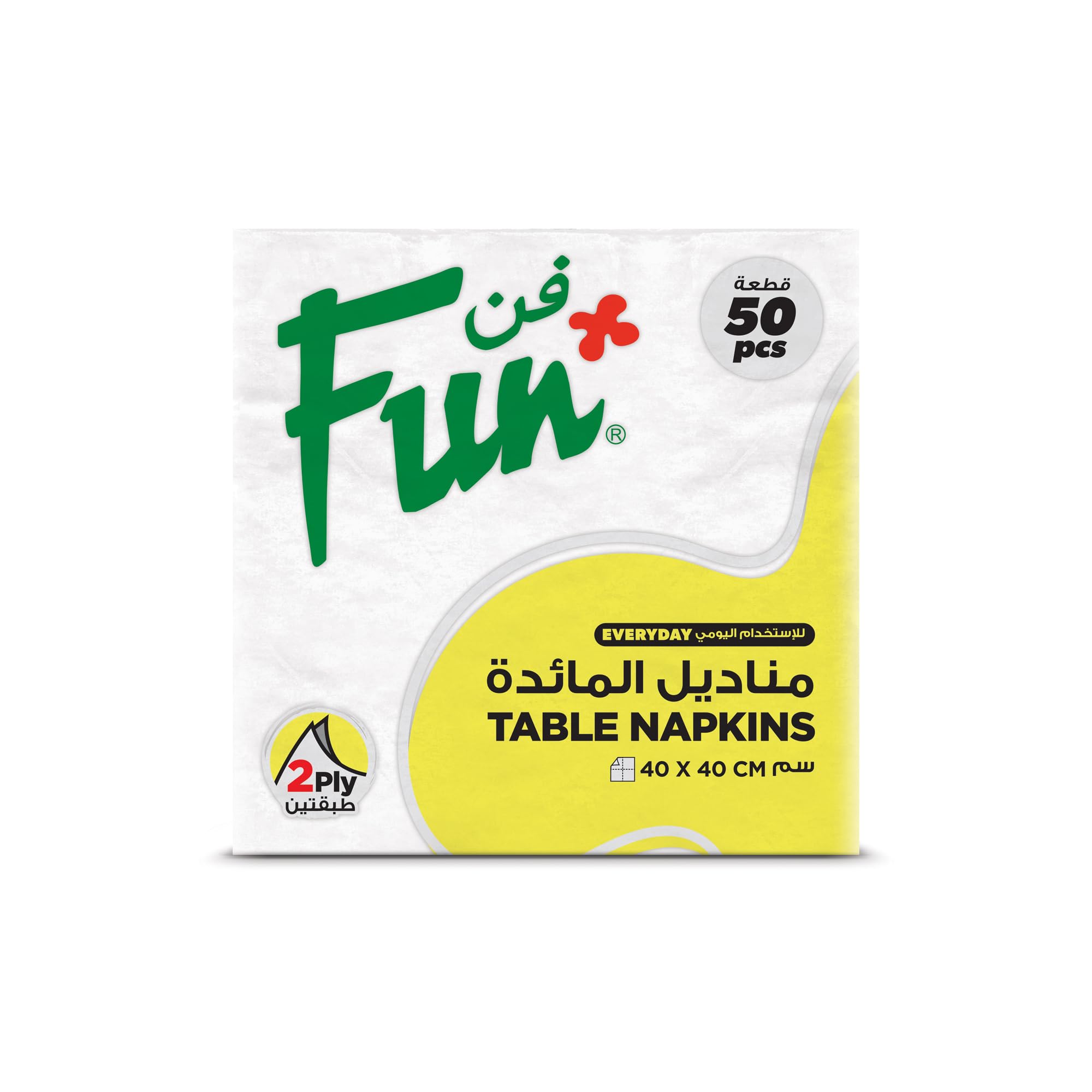 Fun Everyday 2-Ply Paper Napkin Tissue Paper 40X40cm, White, Pack Of 50