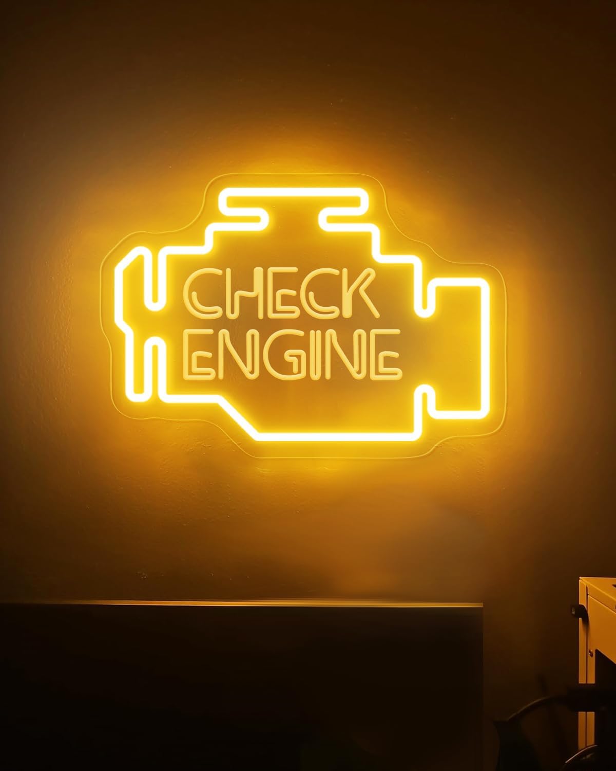 Check Engine Neon Sign for Wall decor, Dimmable Car LED