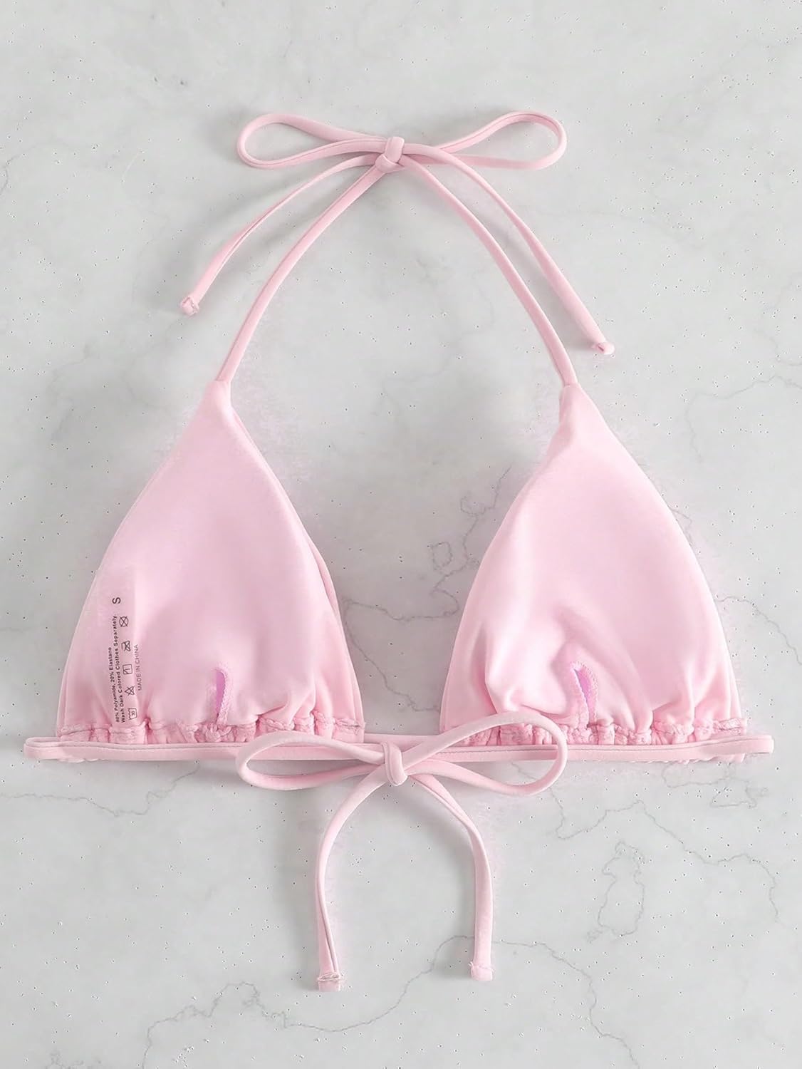 WDIRARA Women's Solid Triangle Bikini Top Sexy Halter String Micro Bathing Suits Tops - Image 4