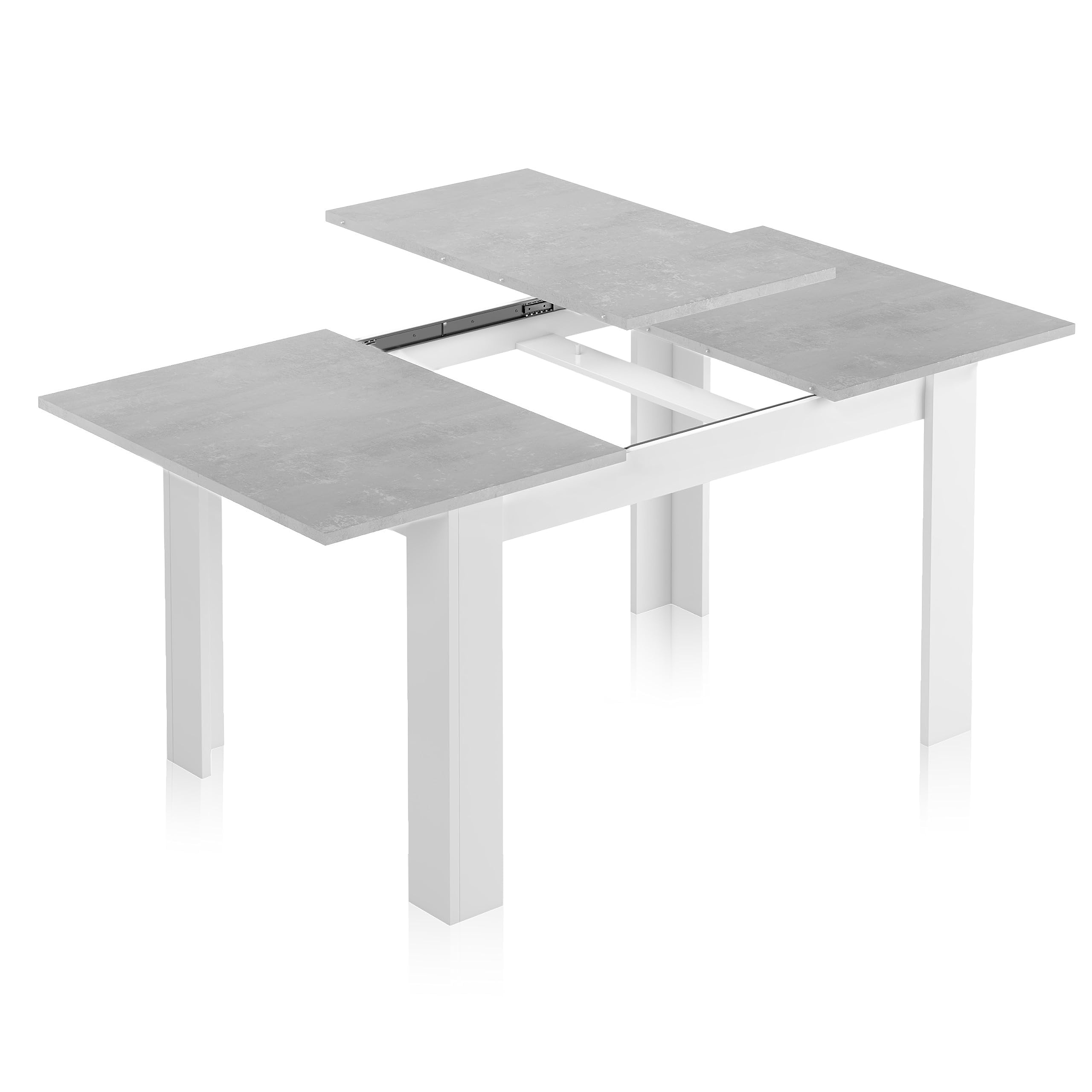 Habitdesign Mesa de Comedor Extensible, Mesa salón o Cocina, Acabado en Color Blanco Artik y Gris Cemento, Modelo Kendra, Medidas: 140-190 cm (Largo) x 90 cm (Ancho) x 78 cm (Alto)