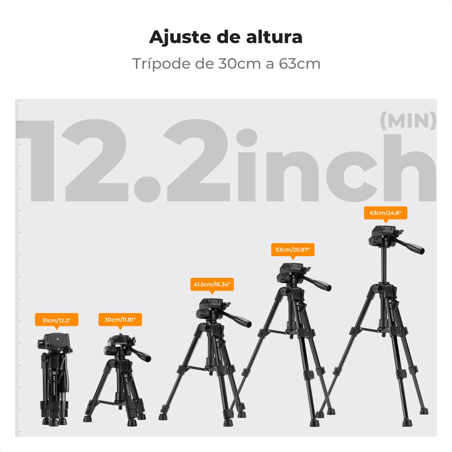 K&F CONCEPT Mini Trípode Mesa para Cámara, S233A0 Trípode de Aluminio 64cm con Control Remoto Pequeño y Portátil para Cámaras DSLR, Videocámaras, Teléfonos, Proyectores y Telescopios