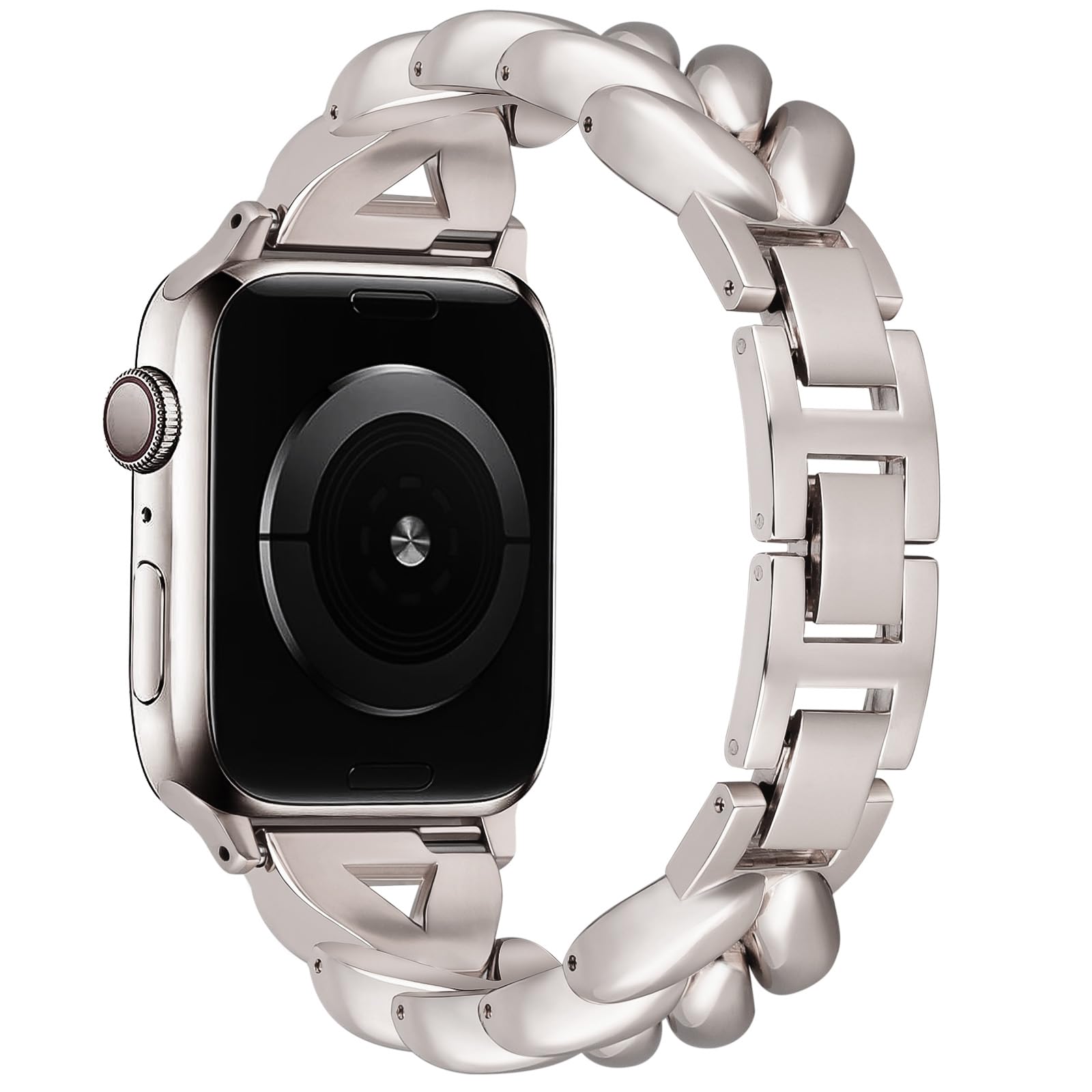 VISOOM Bracelet Compatible for Series 11/10/9/8/se Apple Watch Band 46/45/44/42/41/40/38mm Series 7/SE Women Dressy Luxury Wristband Jewelry Metal Watch Strap for iWatch Series 6/5/4/3/2/1