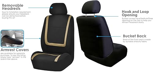 Miniatura 6 de Fundas para asientos de automóvil de FH GROUP FH-FB032115, para la mayoría de automóviles, camiones o SUV., Beige