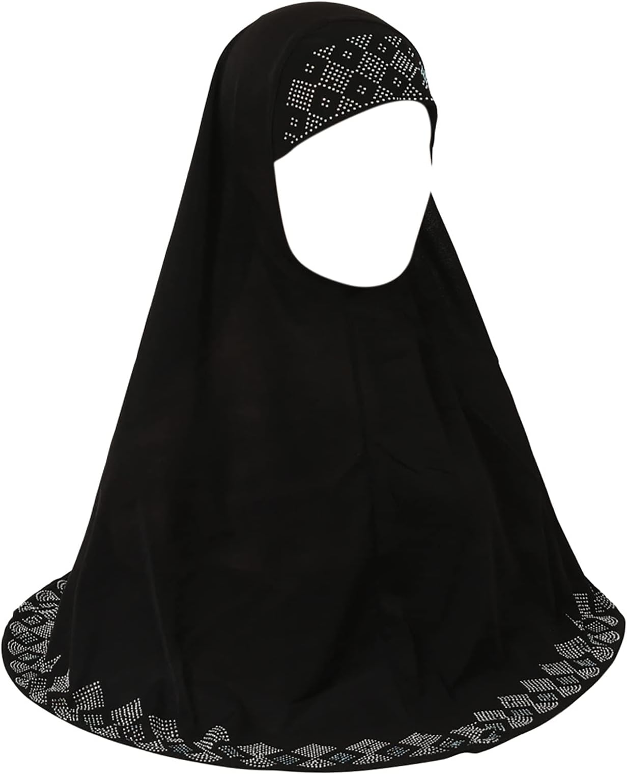 ZGMYC Women Shiny Rhinestones Muslim Hijab Elegant Long Turban Cap Head Wrap Scarf