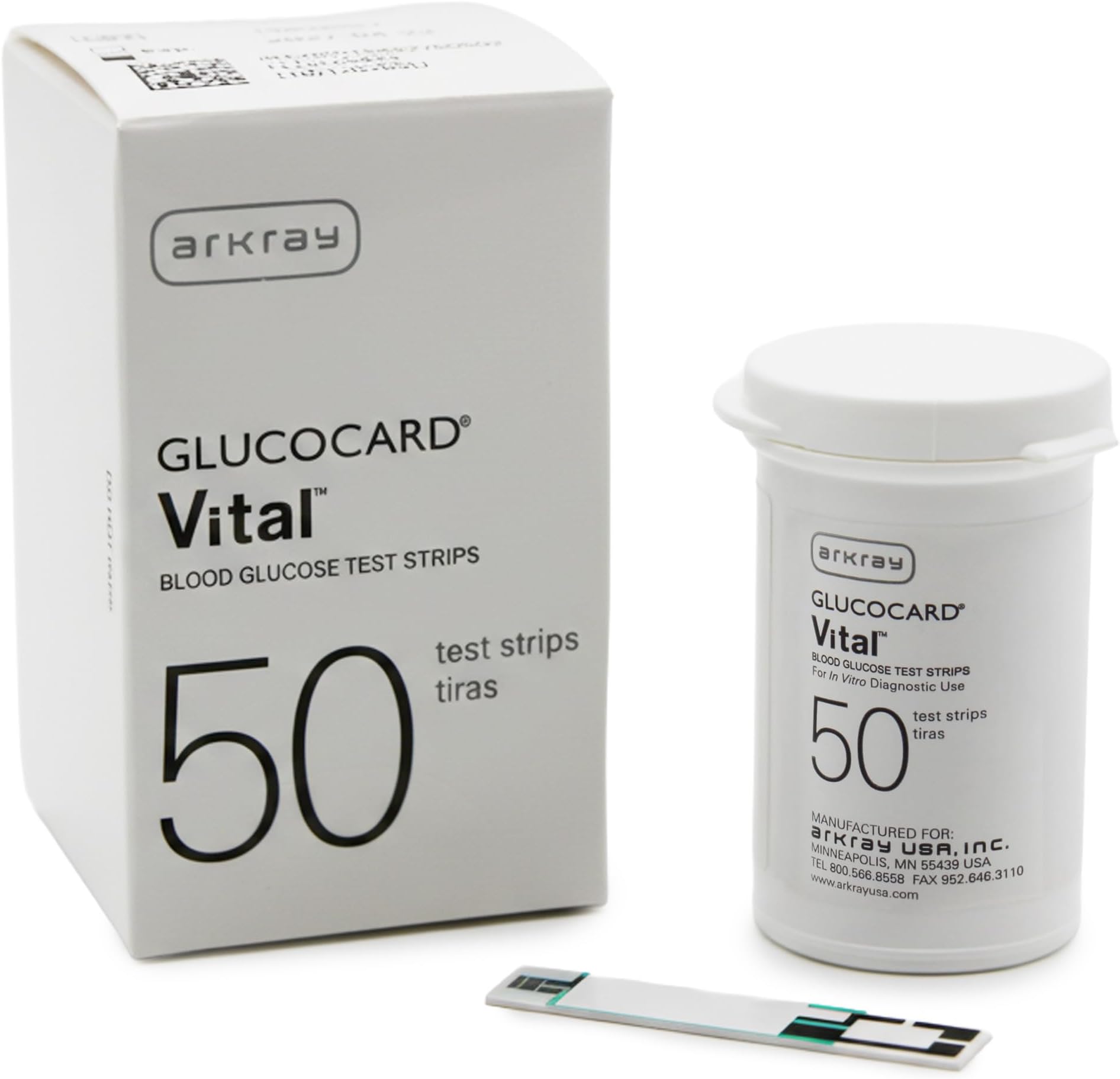 ARKRAY GLUCOCARD Vital Blood Glucose Test Strips – No Coding Required, 0.5 µL Sample, Fast 7-Second Results, Compatible with GLUCOCARD Vital Blood Glucose Meter, 50 Count