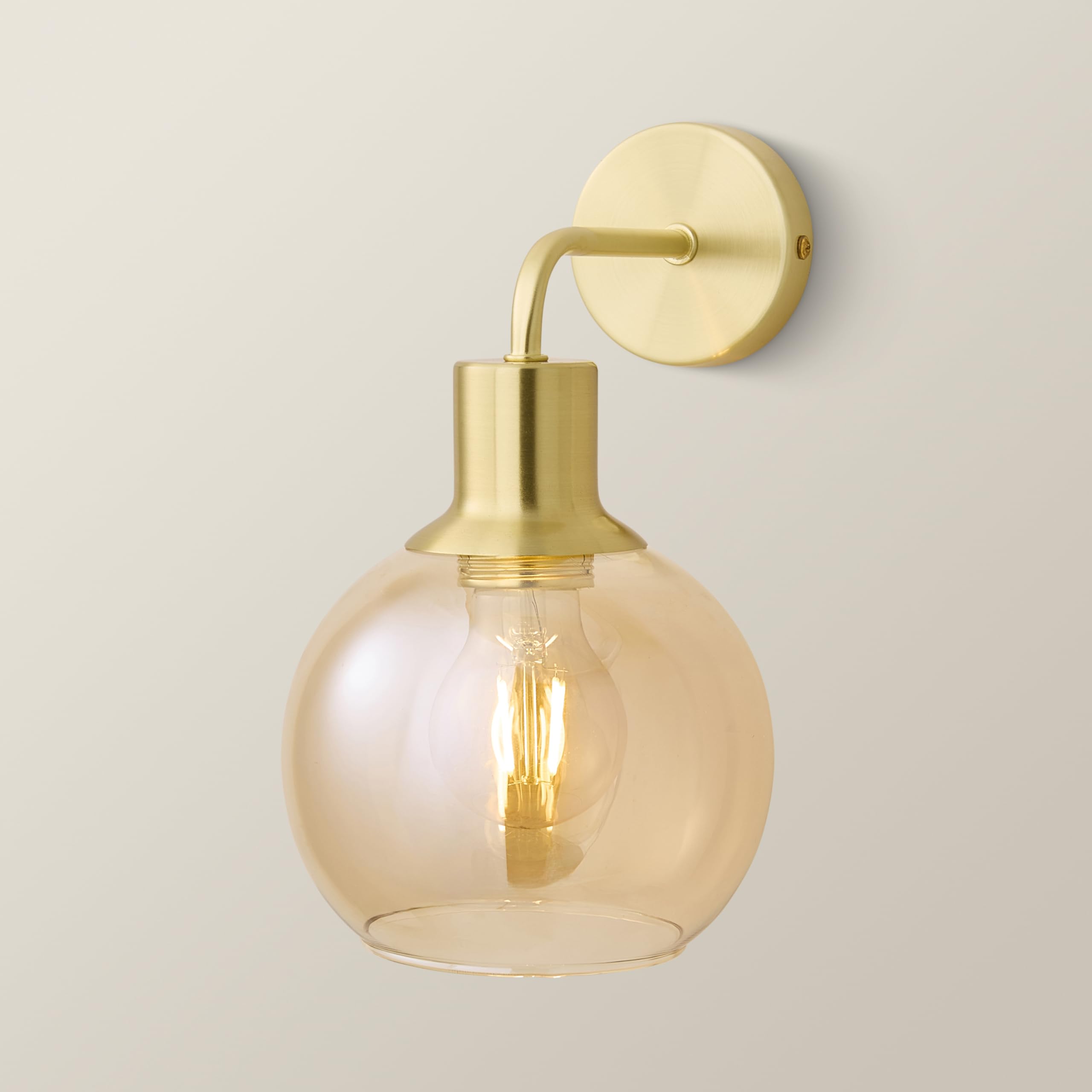 Valuelights Unisex Gold Bellamy Wired Glass Globe Wall Light With Bulb In