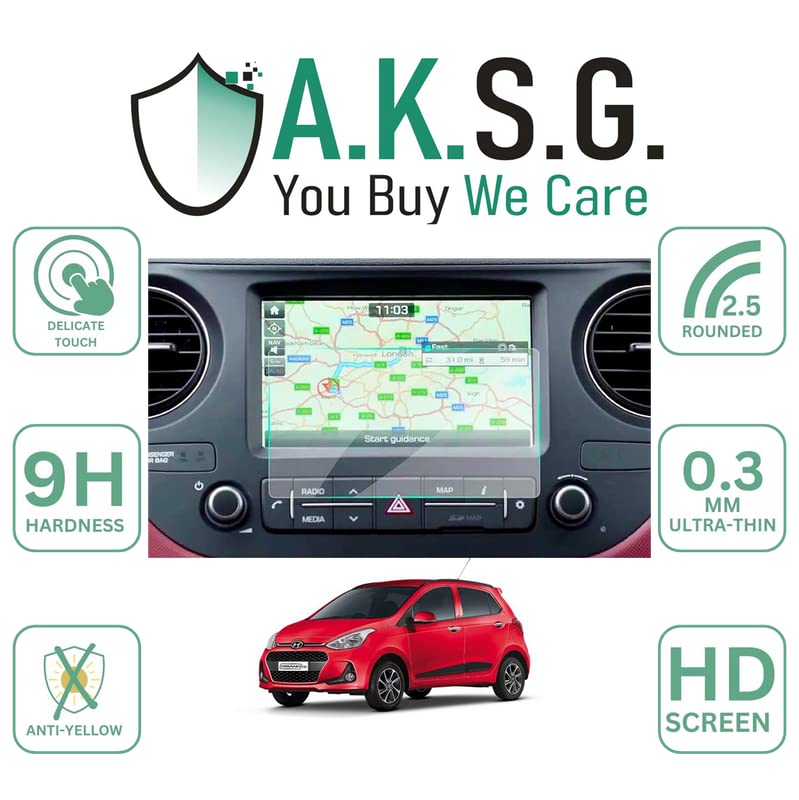 Image of A.K.S.G. Screen Protector Compatible With Hyundai Grand i10 7 Inch [2014-2019] Infotainment Touch Screen system - Clear