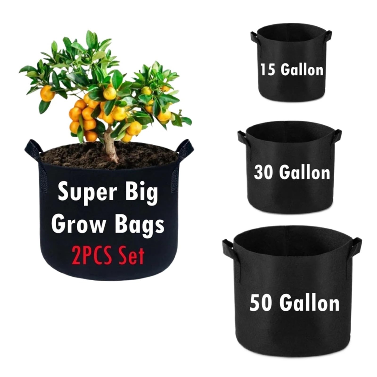 Stofftopf 2 große Pflanzbeutel | 15-100Gal 15-100Gal große Pflanzbeutel(2PCS 50 Gallon)