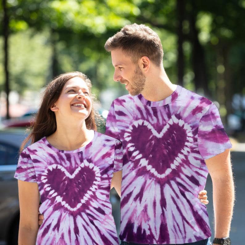 Valentine Shirt Women Tie Dye Heart Graphic Tee Shirt Casual Short Sleeve Lover Gift Tee Tops - Image 4