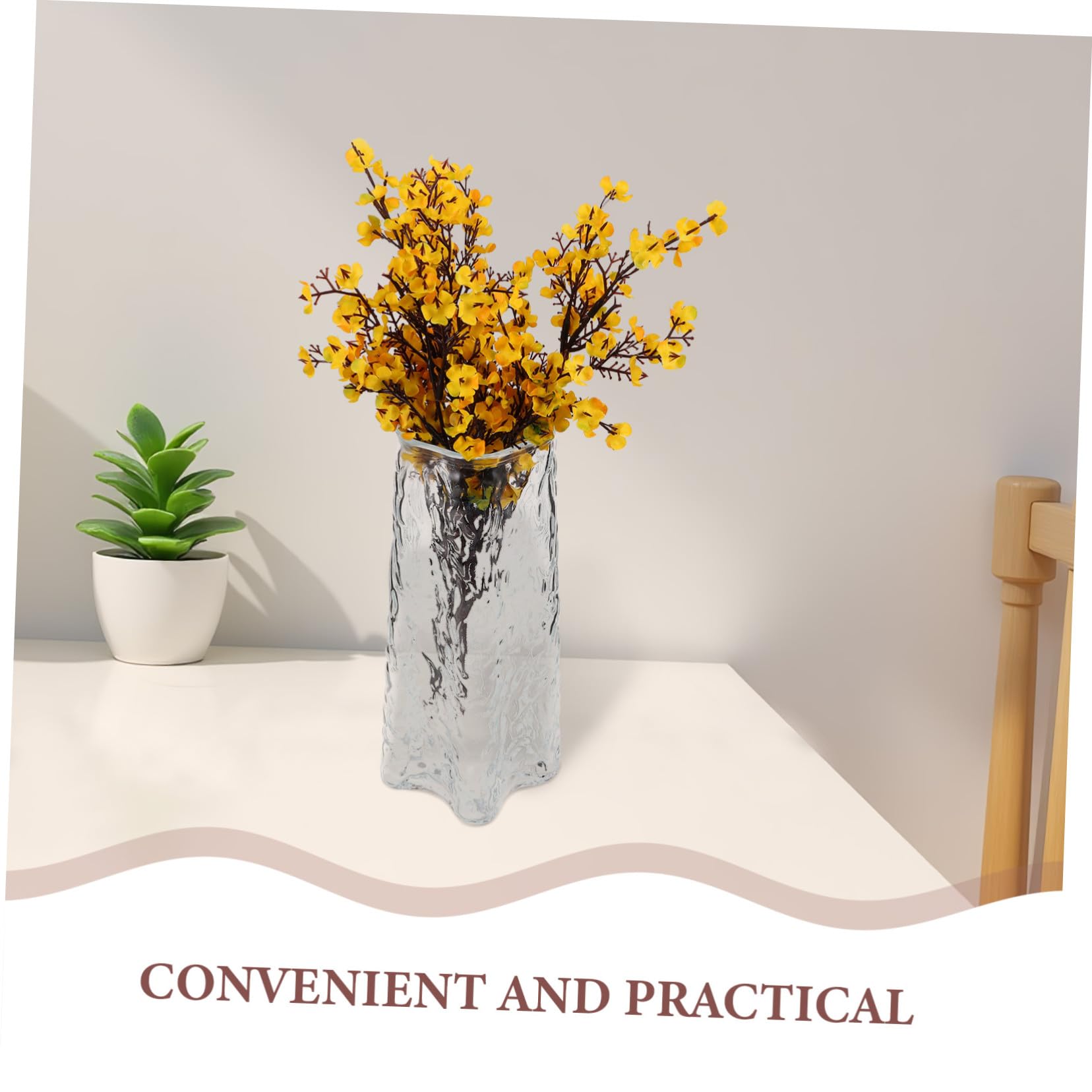 Amosfun Vase Verre Transparent pour Fleurs Hydroponiques Pot de Fleurs de Bureau Polyvalent pour Bouquets Secs et Propagation Décoration Moderne pour Salon Cuisine et Bureau