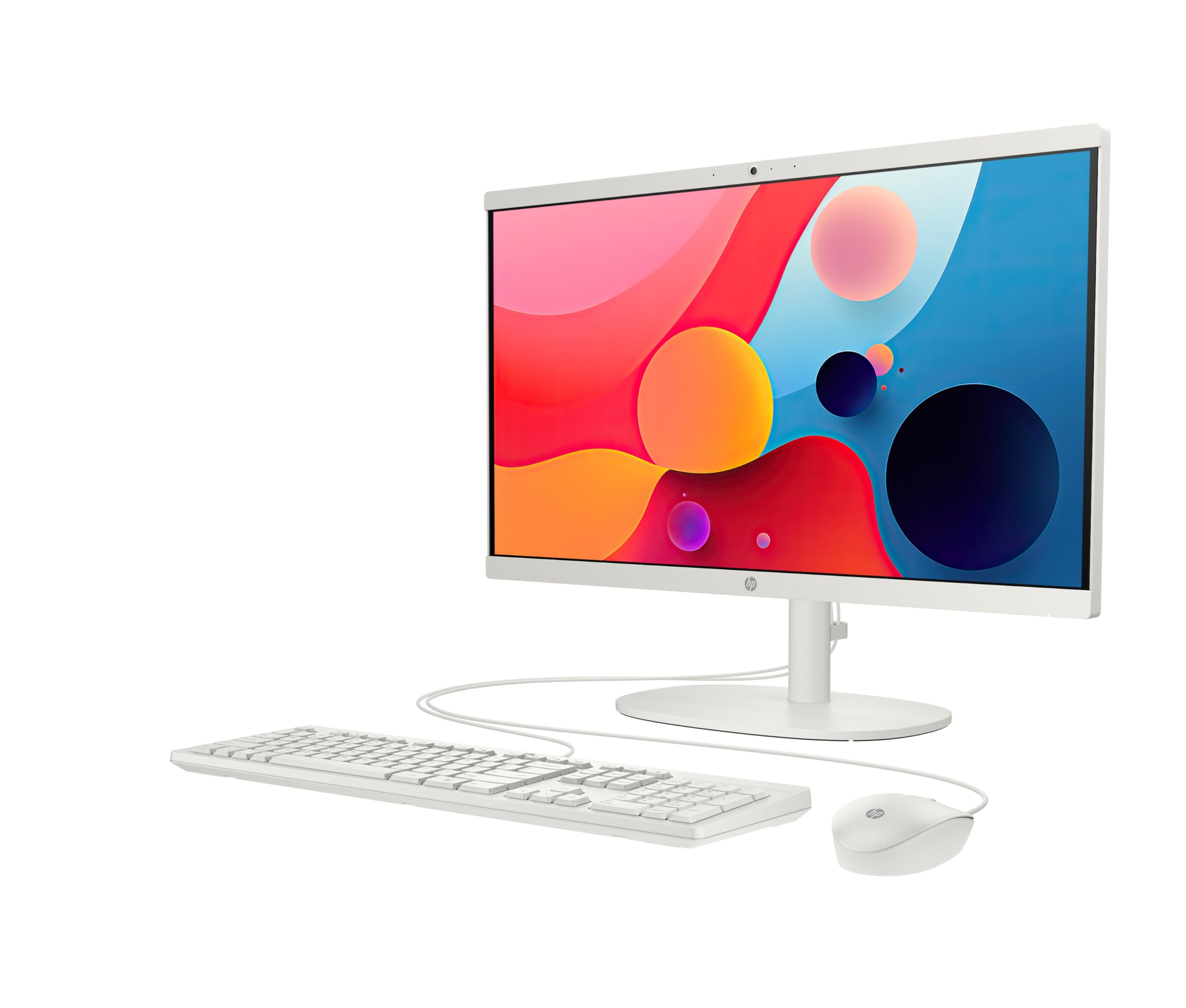 HP All-in-One 22-dg0038ns - Komputer 21,5" (Intel N100, 8GB RAM, 256 GB SSD, Intel UHD Graphics, FreeDos) - White - klawiatura QWERTY Polski