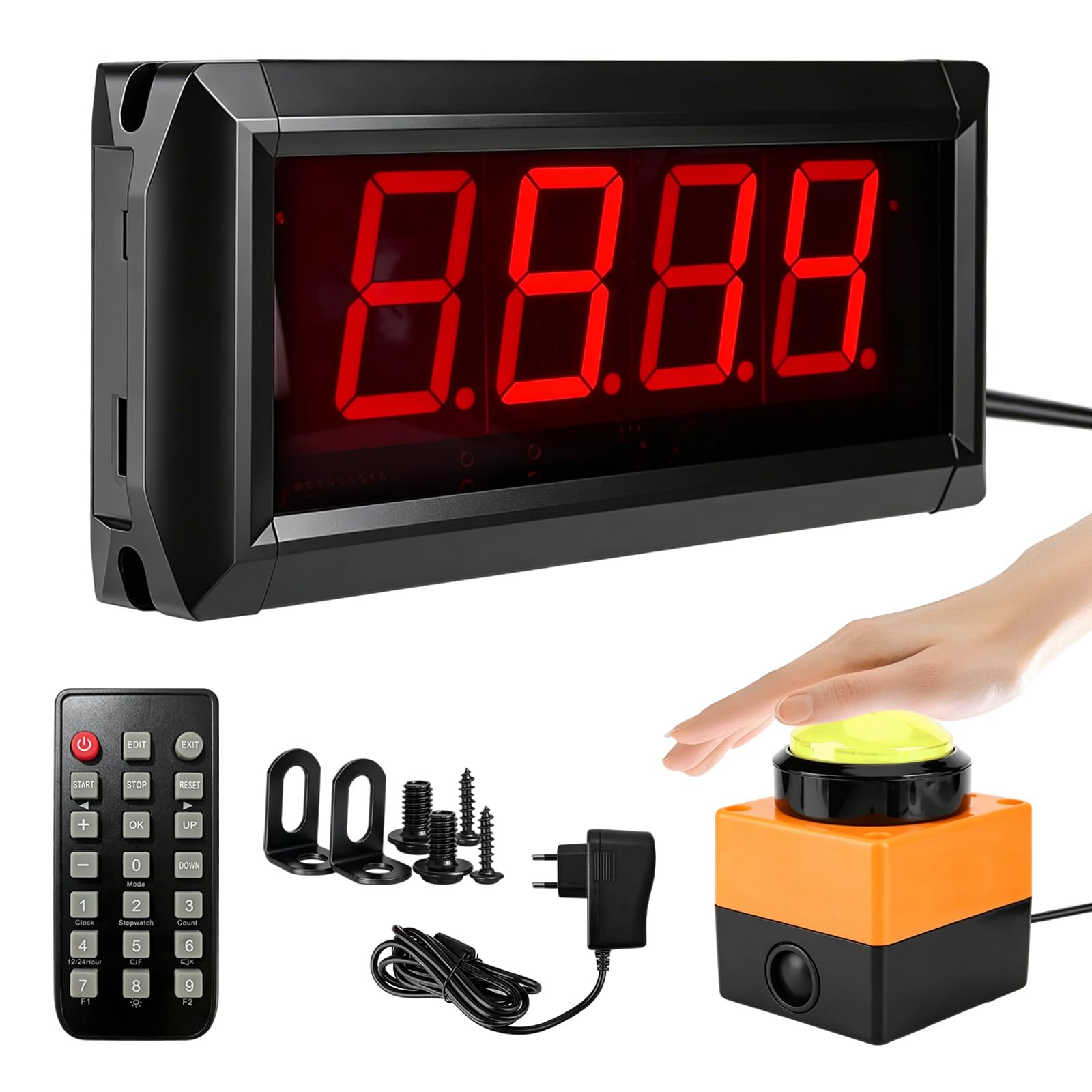 10 Sekunden Spiel Timer, LED Countdown Timer Herausforderung Spiel Maschine mit Fernbedienung Sekunden Zeitschaltuhr Buzzer mit Stoppuhr AC 100-240V für Einkaufszentrum Geschäft Supermarkt