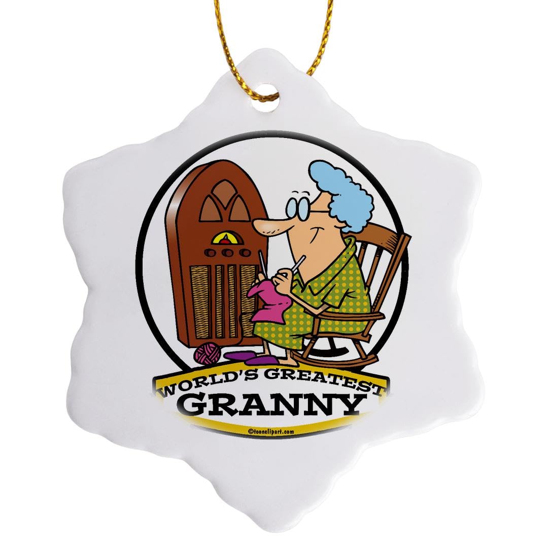 Suspension Worlds Greatest Granny en porcelaine, ornement de Noël flocon pour grand-mère
