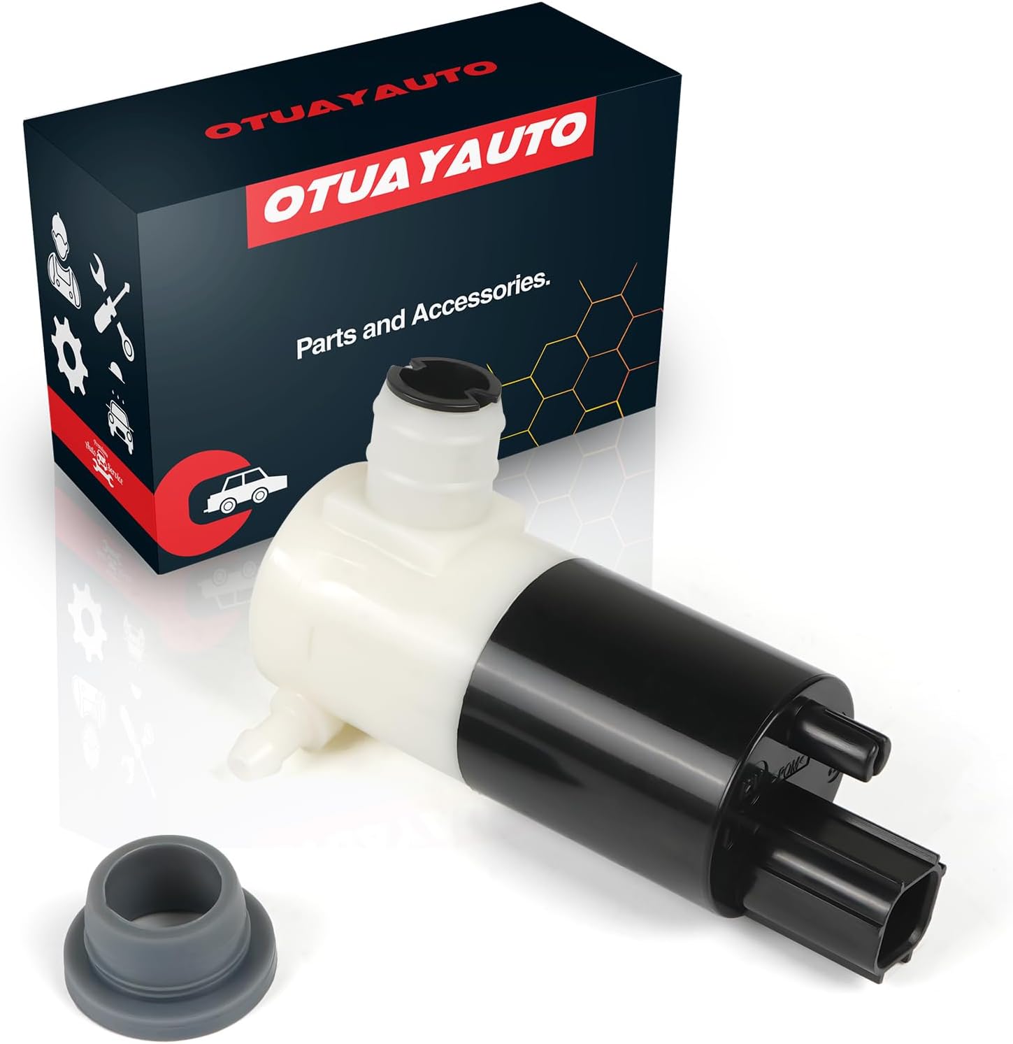 OTUAYAUTO Windshield Washer Pump Replacement for Chrysler | Dodge | Ford | Jeep | Lincoln - Factory OE Style with Grommet 55077241AA