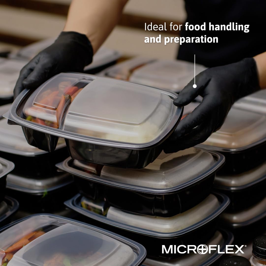 Ansell MICROFLEX MidKnight MK-296 Disposable Nitrile Gloves for Automotive w/Full Texture - XX-Large, Black (Case of 1000)